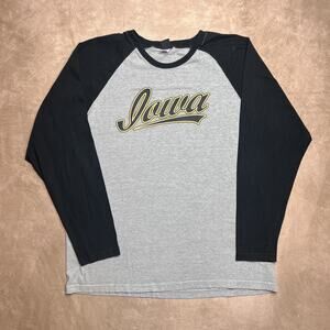 Vintage 90s Further Out Iowa Baseball Shirt 3/4 Raglan Sleeve Black Gray Mens XL